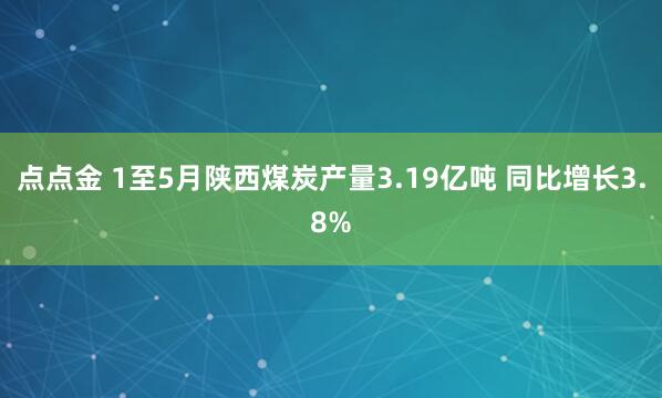 点点金 1至5月陕西煤炭产量3.19亿吨 同比增长3.8%